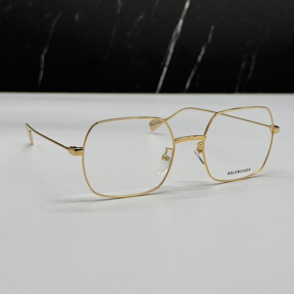 NEW BALENCIAGA BB0090O 003 SQUARE GOLD WOMEN EYEGLASSES BALENCIAGA - Picture 4 of 8
